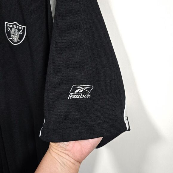 Vtg Reebok NFL Team Apparel Polo Oakland Raiders Mens‎ 2XL Black Shirt Las Vegas - Picture 4 of 10